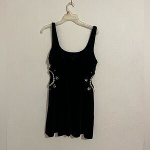Zara Black Embellished Cut Out Tank Top